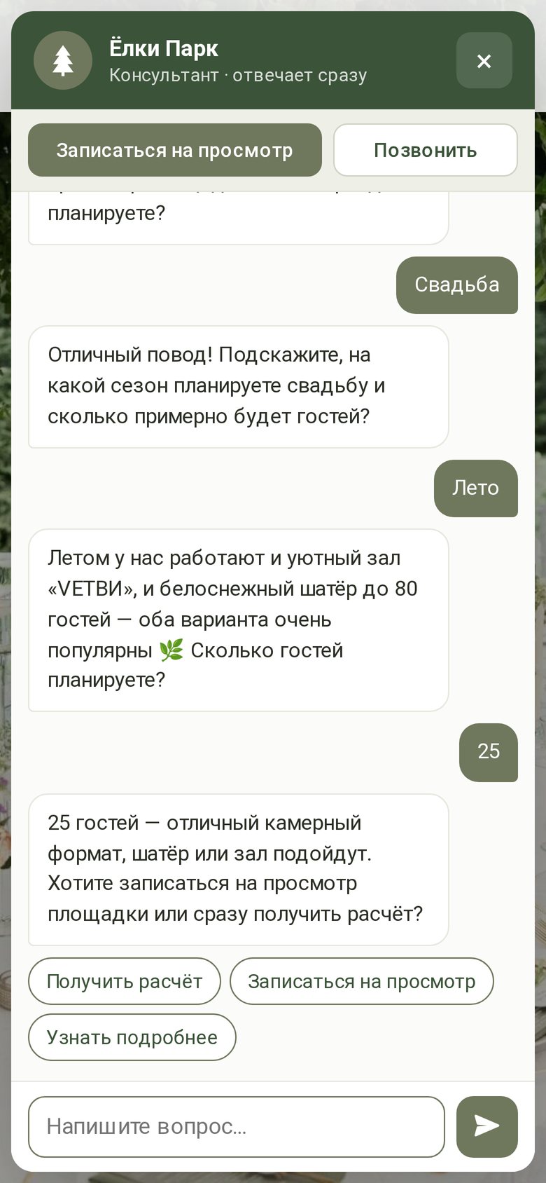 Переписка с консультантом на телефоне