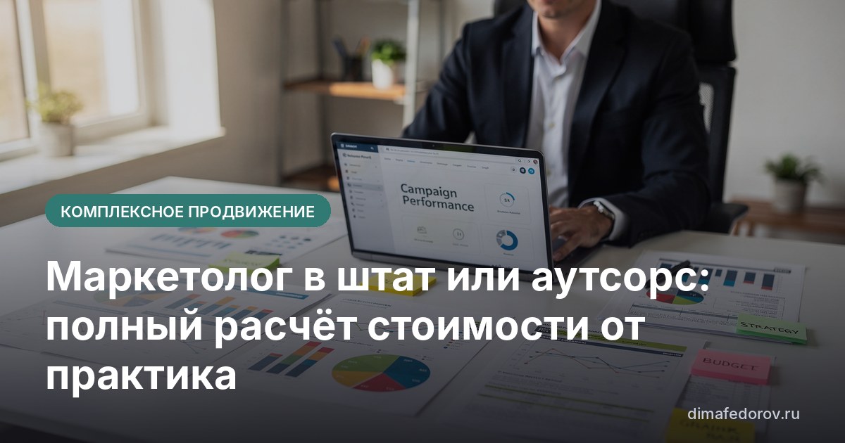 Маркетолог в штат или аутсорс: полный расчёт стоимости от практика