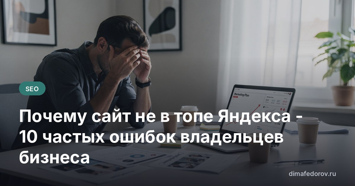 Почему сайт не в топе Яндекса - 10 частых ошибок владельцев бизнеса