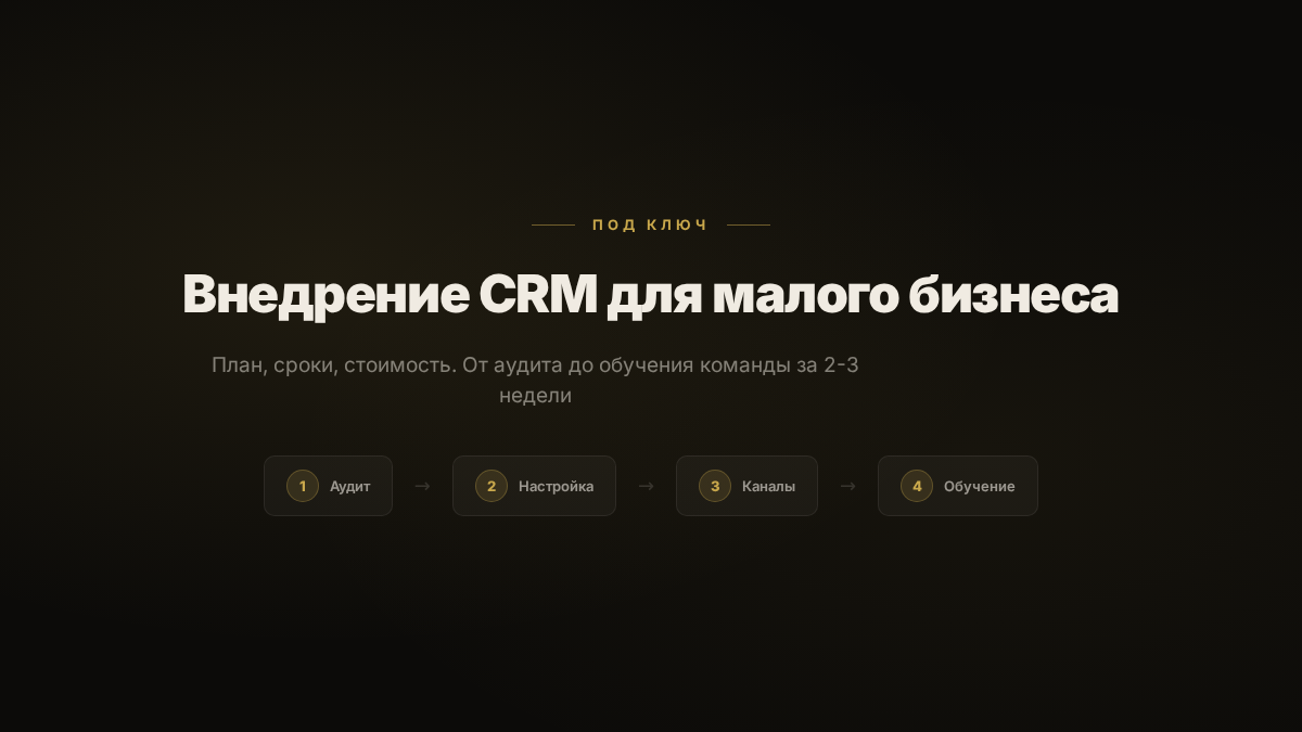 Внедрение CRM для малого бизнеса - план, сроки, стоимость